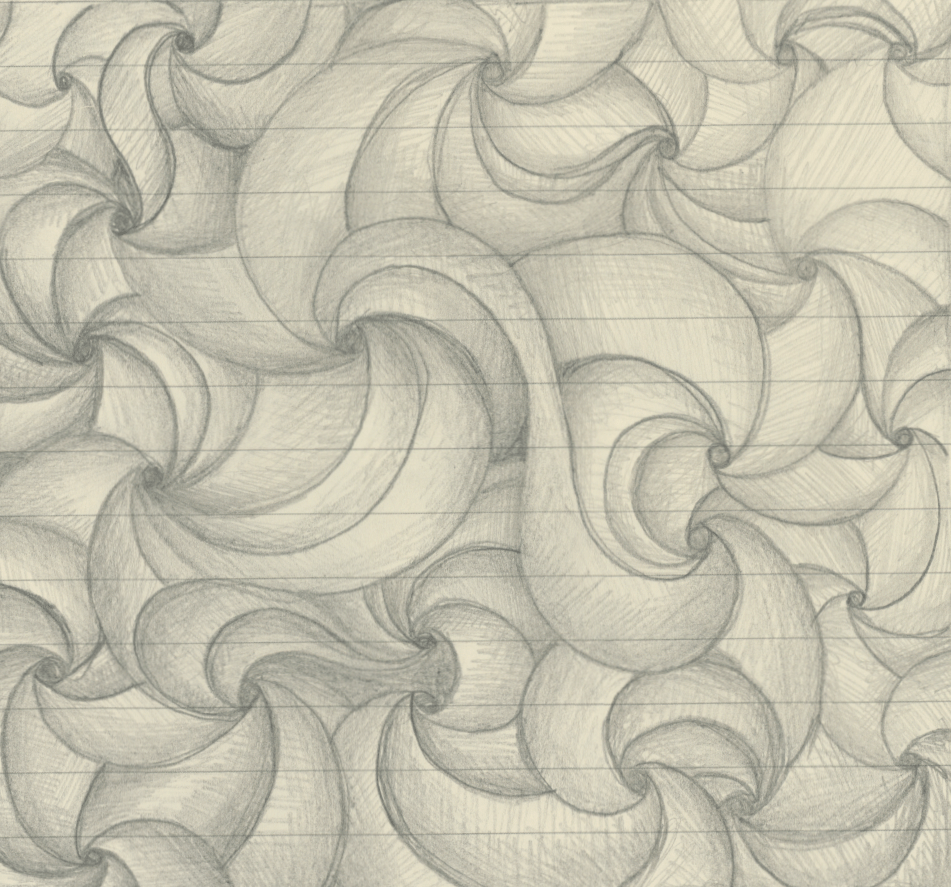 A pencil drawing of an abstract interpretation of cicada noises as described in the text..